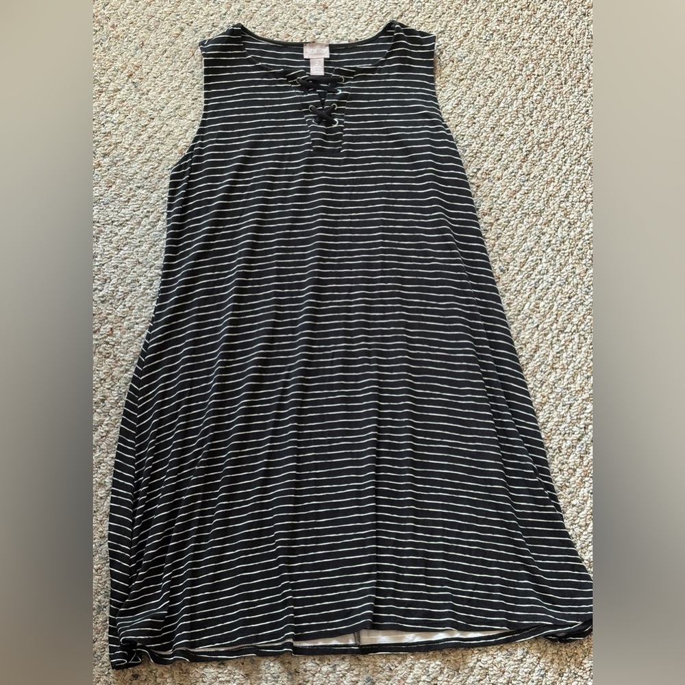 Chico's Black and White Striped Dress